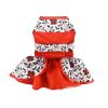 Doggie Design Red Velvet Christmas Harness Dress Rhinestone Belt Fur Trim Holiday Outfit Leash Set Festive Winter Apparel Small Medium Large Breeds