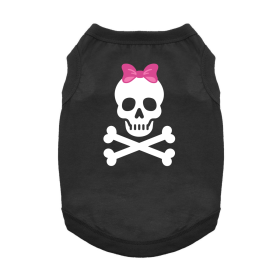 Doggie Design Pirate Skull Pink Bow Dog Shirt Tank Top Classic Edgy Spooky Playful (Color: Jet Black, Size: 3X-Large)