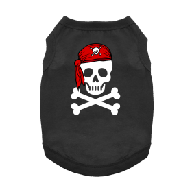 Doggie Design Pirate Skull with Red Bandana Dog Shirt Tank Top Black Bold Classic Halloween Lightweight (Color: Jet Black, Size: X-Small)