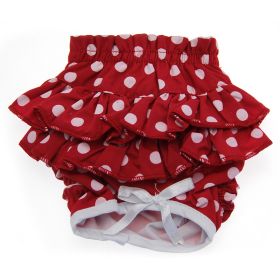 Red White Polka Dot Ruffle Panties Female Pets Cotton Blend Stretch Washable Comfortable Fit Display Hanger (size: X-Large)