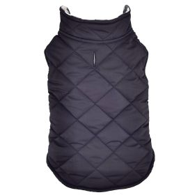 Doggie Design Coat Dog Reversible Fleece Lined Puffer Warm Polyester (Color: Black and White Plaid, Size: X-Small)