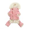 Red Warm Waterproof Winter Dog Snowsuit Sherpa Lined Hooded Coat Jacket