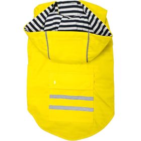 Pet Life Slicker Raincoat Striped Lining Pocket Reflective Functional Stylish (Color: yellow, Size: X-Small)