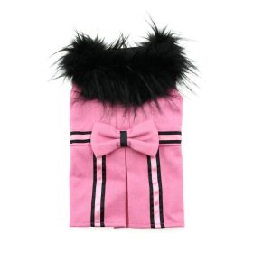 Wool Fur-Trimmed Dog Harness Coat (Color: Pink, Size: X-Small)