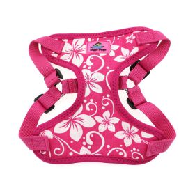 Wrap and Snap Harness Sunset Hibiscus Adjustable Soft Mesh Easy Wear Choke Free Secure Fit Doggie Design (Color: Pink Hibiscus, Size: small)