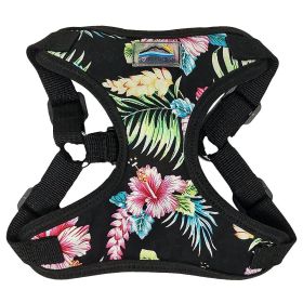 Wrap and Snap Harness Sunset Hibiscus Adjustable Soft Mesh Easy Wear Choke Free Secure Fit Doggie Design (Color: Paradise Nights, Size: X-Small)