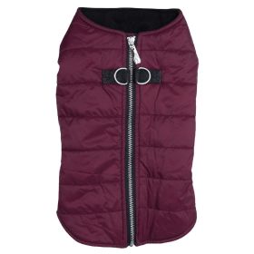 Doggie Design Zip Up Puffer Vest Warm Fleece Lined Step-In Winter Jacket Secure Double D Ring Closure Multiple Colors Comfortable Outerwear (Color: Burgundy, Size: X-Small)