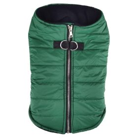 Doggie Design Zip Up Puffer Vest Warm Fleece Lined Step-In Winter Jacket Secure Double D Ring Closure Multiple Colors Comfortable Outerwear (Color: Dark Green, Size: X-Large)