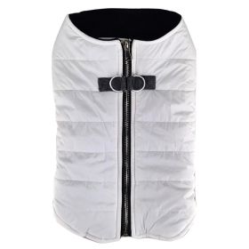 Doggie Design Zip Up Puffer Vest Warm Fleece Lined Step-In Winter Jacket Secure Double D Ring Closure Multiple Colors Comfortable Outerwear (Color: White, Size: X-Small)