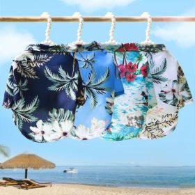 Hawaiian Camp Dog Shirt Cool Tropical Print Breathable Cotton Button Up CCS (colour: Shirt Island Wind Lake Blue, Size: M width 2.0 adjustment 31-50CM)