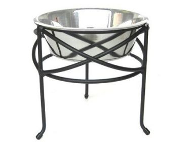 Mesh Elevated Single Dog Bowl Raised Stainless Steel Stable (Option: Large)