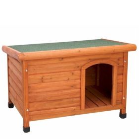 Ware Premium Plus Dog House Wooden Waterproof Slanted Roof Durable Outdoor Shelter Raised Protective Design (Option: Small)