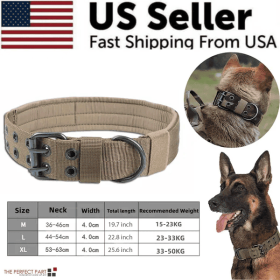 Unbranded Tactical Heavy Duty Nylon Dog Collar K9 Military Metal Buckle Adjustable Padded Design Durable Working Dog Training Gear (Option: Brown-M)