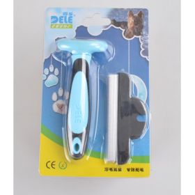 Long Hair Comb Undercoat Tool Shedding Stainless Steel Blade Deshedder CCS (Option: Blue-L)