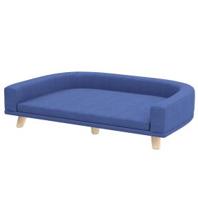 Unbranded Dog Sofa Couch Bed Washable Cushion Elevated Raised Cooling Cozy Hygienic Supportive Stable Indoor Furniture Design (Color: Blue)