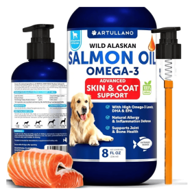 Artullano Wild Alaskan Salmon Oil Supplement Anti Inflammatory Joint Support Omega Rich Mobility Comfort Skin Coat Health Daily Wellness (Option: 1Bottle)