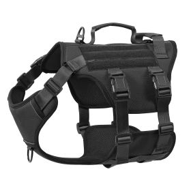 Tactical Service Dog Harness Durable Nylon No Pull Reflective Vest Yegbong (Specification: Black/S)
