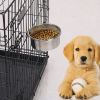 Stainless Steel Dog Bowl Clamp Holder Food Water Cage Feeder Anti Moving Safe Removable Easy Clean