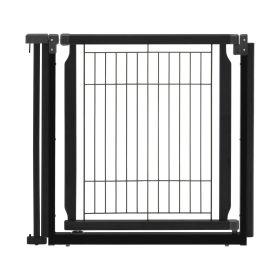 Richell Convertible Elite Optional Door Panel Extend Secure Adjustable Hardwood Expansion Stable Walk Through Indoor Barrier Design (Option: Black)
