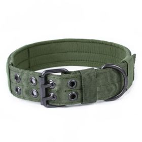 Unbranded Nylon Anti Grind Dog Collar Sturdy Padded Durable Everyday Walking Adjustable Design Active Breed Dogs (Option: Green-L)