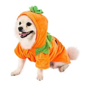 Cosplay Dog Hoodie Pumpkin Costume Cute Funny Halloween Soft Festive Dress Up Dogs (Option: S)