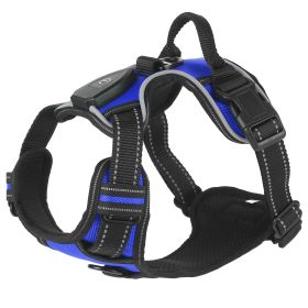 Unbranded LED Dog Harness Vest High Visibility Adjustable Mesh Reflective Night Walking Safety Secure Bright Light Design (Option: DarkBlue_L)