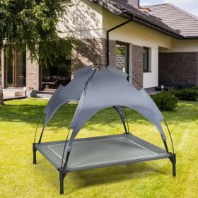 Unbranded Dog Bed UV Resistant Canopy Raised Elevated Shady Ventilation Durable Outdoor Stable Supportive Design (Option: Gray)