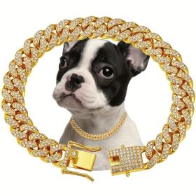 Unbranded Shiny Diamond Safety Metal Necklace Decorative Dog Jewelry Adjustable Accessory Sparkling Wearable Charm (Option: Glod-S)