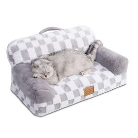 KSIIA Dog Bed Jacquard Luxury Leather Fur Machine Washable Detachable Cover Plush Comfort Indoor Supportive Cushioning Premium Materials (Option: Gray)