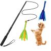 Unbranded Extendable Training Flirt Pole Dogs Adjustable Aluminum Lure Pole Long Nylon Rope Two Replaceable Plush Toys Outdoor Exercise