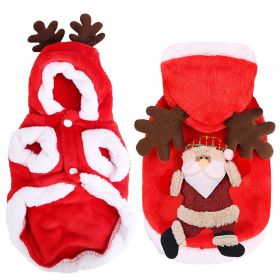 Meigu Pet Christmas Costume Antlers Santa Pattern Classic Color Matching Soft Skin‑Friendly Festive Holiday Puppy (Option: Red_L)