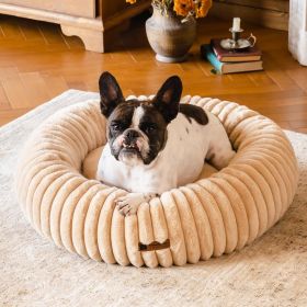 MEWOOFUN Donut Dog Bed Calming Non Slip Bottom Washable Plush Round Fluffy Cozy Puppy Design (Option: WP177)