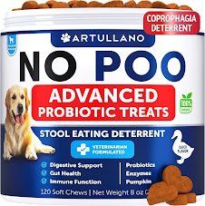 Artullano No Poo Chews Coprophagia Stool Eating Deterrent Treats Probiotics Enzymes Dog Puppy Immunity Support Digestive Health Daily (Option: Artullano)
