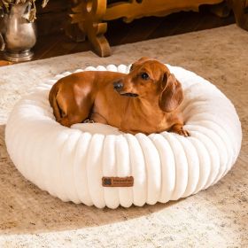 MEWOOFUN Donut Dog Bed Calming Round Fluffy Non Slip Bottom Washable Puppy Soft Plush Cozy Design (Option: WP179)