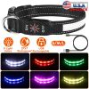 LED Dog Collar Rechargeable Hi Vis Safety Nine Color Modes USB Optical Fiber CCS