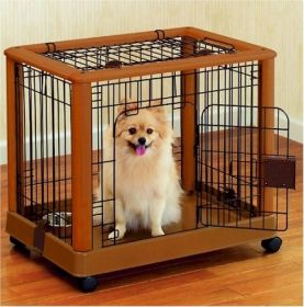 Richell Mobile Pet Pen Plastic Wire Dog Crate Removable Casters Indoor Containment Secure Durable Easy Clean Portable Design (Option: Small)