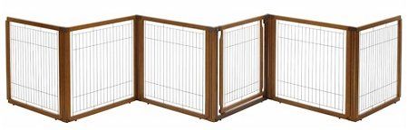 Richell Convertible Elite 3 in 1 Dog Gate Freestanding Adjustable Room Divider Pet Pen Hardwood Lockable Panels Stable Secure Indoor (Option: Autumn Matte)