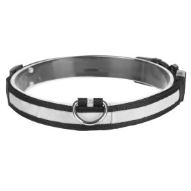 Unbranded LED Dog Collar High Visibility Flashing Steady Light Modes Night Walking Safety Adjustable Waterproof Secure (Option: L_Color)