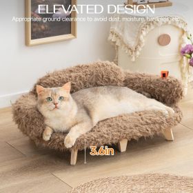 MEWOOFUN Elevated Dog Bed Washable Cover Wooden Sofa Furniture Raised Cushion Stable Indoor Supportive Durable Design (Option: QM127)