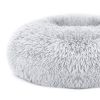 iMounTEK Donut Dog Bed Warm Plush Cushion Cozy Sleep Nest Non Slip Base Fluffy Round Rest Pad Comfort Support Design