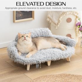 MEWOOFUN Elevated Dog Bed Washable Cover Wooden Sofa Modern Design Raised Cushion Stable Indoor Supportive Durable Construction (Option: QM128)