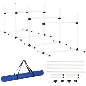 4-Piece Dog Agility Training Equipment Set Jumping Poles Hurdle Weave Travel CCS (Option: White)