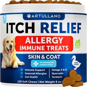 Artullano Allergy Relief Chews Itching Skin Support Fish Oil Seasonal Allergies Hot Spots Coat Comfort Immune Health Supplement (Option: Artullano)