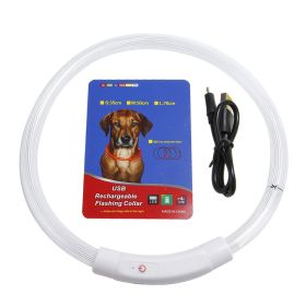 Unbranded USB Rechargeable LED Dog Collar High Visibility Polymer Fiber Adjustable Waterproof Safe Night Walking Light Up Design Puppies (Option: 35CM)