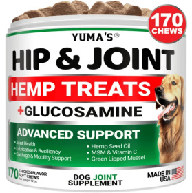 YUMA’S Hemp Hip Joint Supplement Dog Chews Glucosamine Pain Relief MSM Mobility Support Advanced Joint Wellness Daily Comfort Design (Option: 1PC)