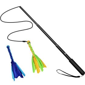 Unbranded Extendable Training Flirt Pole Dogs Adjustable Aluminum Lure Pole Long Nylon Rope Two Replaceable Plush Toys Outdoor Exercise (Option: Black)