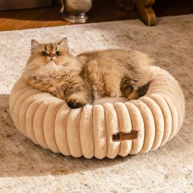 MEWOOFUN Donut Dog Bed X Round Non Slip Calming Washable Plush Soft Supportive Cozy Design (Option: WP167)
