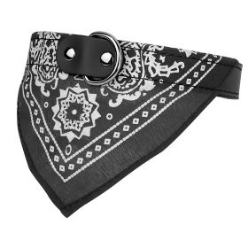 Stay & Play Leather Dog Collar Bandana Scarf Combination Fabric Adjustable Pin Buckle (Option: Black_L)