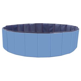 Unbranded Foldable Dog Pool Summer Cooling Outdoor Water Play Bathing Travel Easy Storage Heavy Duty PVC Pet Swimming Pool Durable Fun (Option: Blue)