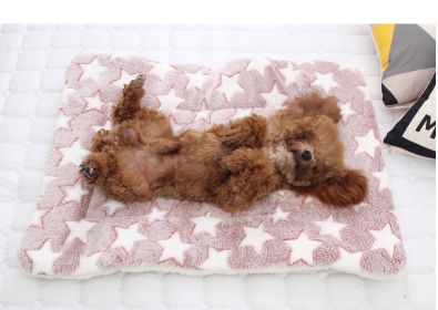 Unbranded Soft Reversible Dog Sleeping Pad Warm Plush Fleece Cotton Filling Machine Washable Travel Crate Carrier Vehicle Comfort Mat (colour: Pink Polar Bear, Size: No.7 89*68cm)